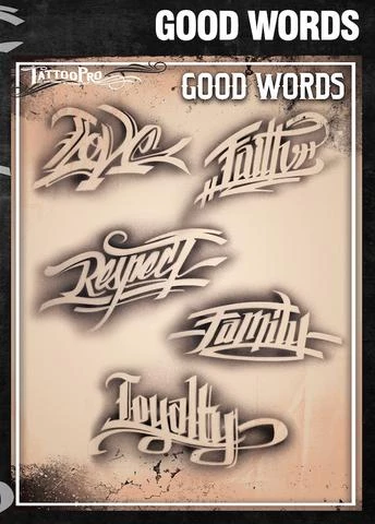 ProAiir Wiser's Good Words AirBrush Tattoo Pro Stencil 3 ProAiir Wiser's Good Words AirBrush Tattoo Pro Stencil