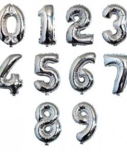 SKS Letters/Numbers Number Balloons - Silver 34"