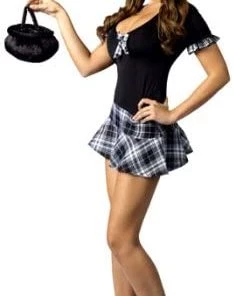 Dotsy's Entertainment Co. Women's Costumes Fun World Women's Schoolgirl Witch, Black, M/L 10-14 Halloween Adult Costume