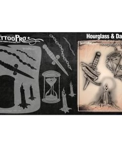 ProAiir Wiser's Hourglass & Dagger Tattoo Pro Stencil 2 Wiser's Tattoo Pro Stencils
