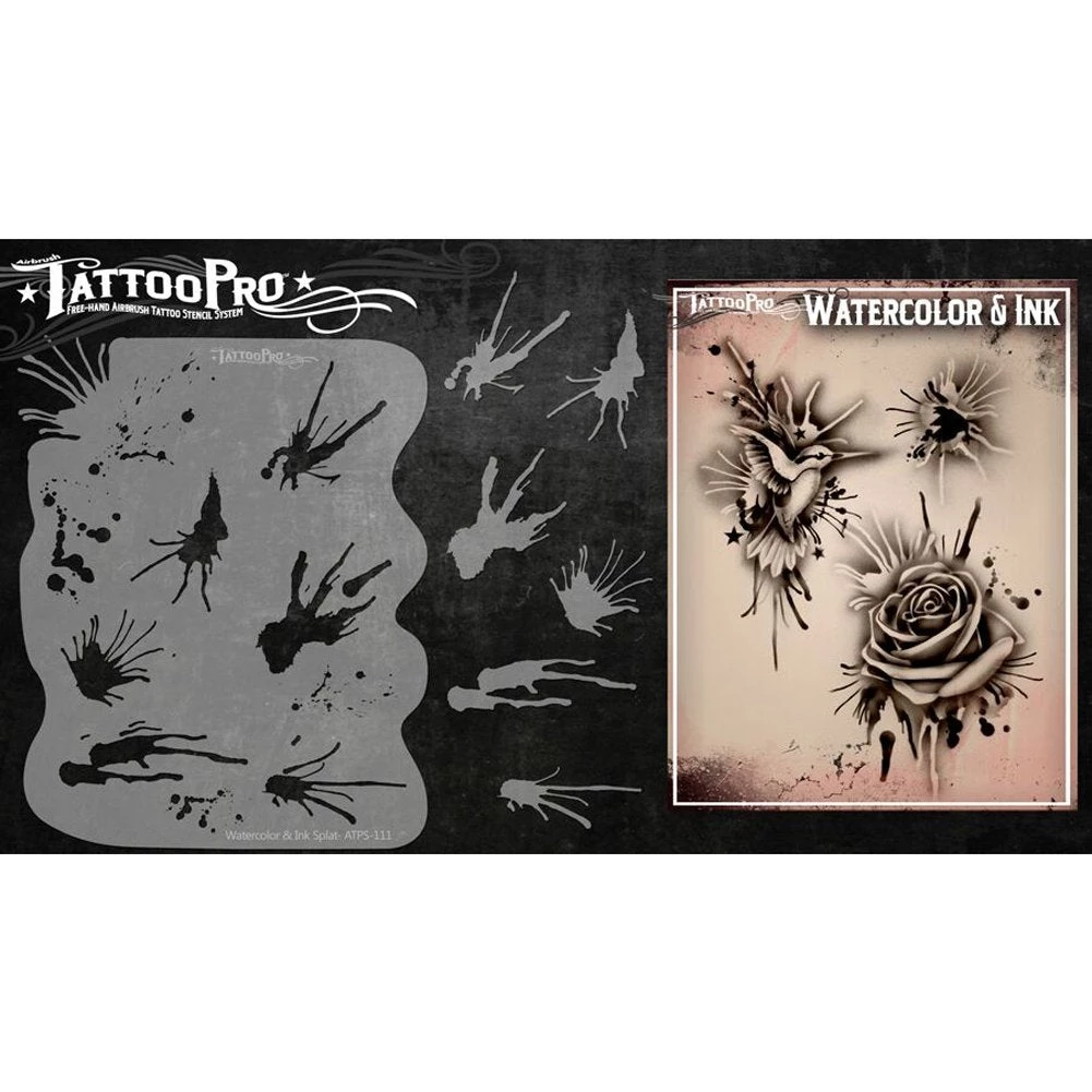 ProAiir Wiser's Watercolor & Ink Splat Tattoo Pro Stencil Wiser's Tattoo Pro Stencils 4 ProAiir Wiser's Watercolor & Ink Splat Tattoo Pro Stencil Wiser's Tattoo Pro Stencils