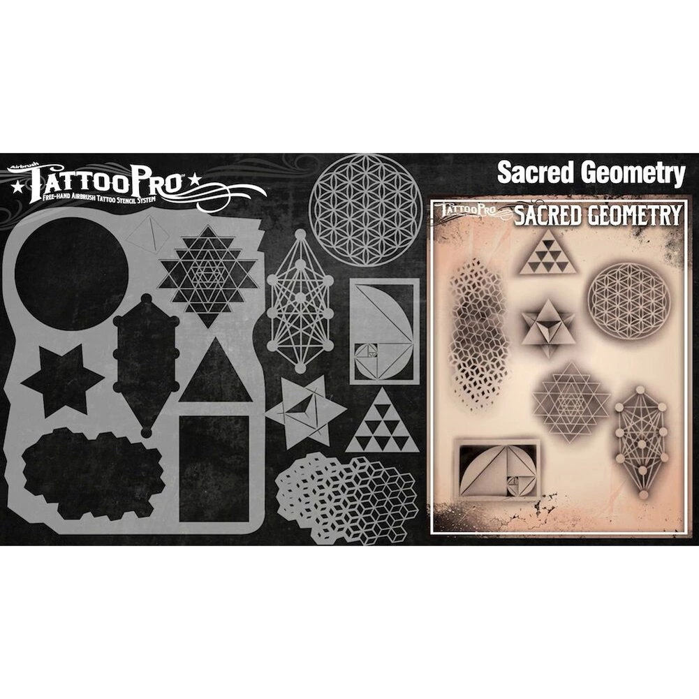 ProAiir Wiser's Sacred Geometry AirBrush Tattoo Pro Stencil Wiser's Tattoo Pro Stencils 4 ProAiir Wiser's Sacred Geometry AirBrush Tattoo Pro Stencil Wiser's Tattoo Pro Stencils