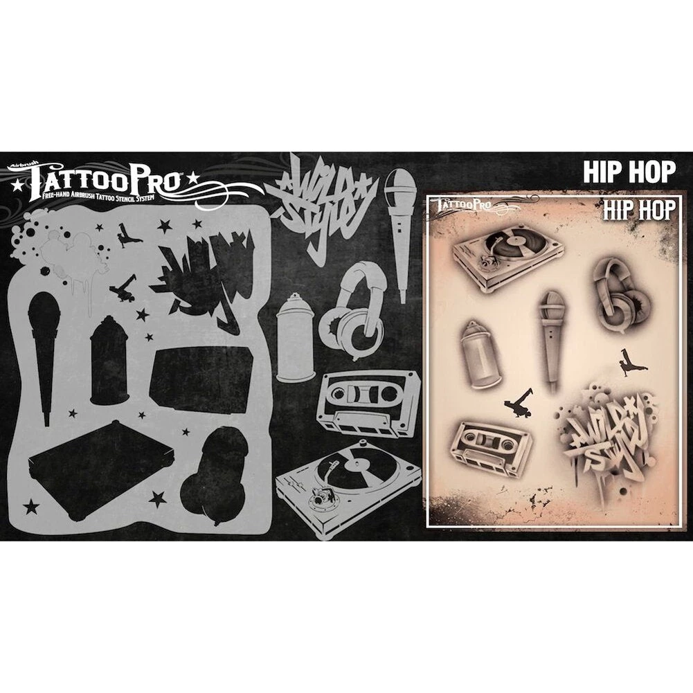 ProAiir Wiser's Hip Hop AirBrush Tattoo Pro Stencil Wiser's Tattoo Pro Stencils 4 ProAiir Wiser's Hip Hop AirBrush Tattoo Pro Stencil Wiser's Tattoo Pro Stencils