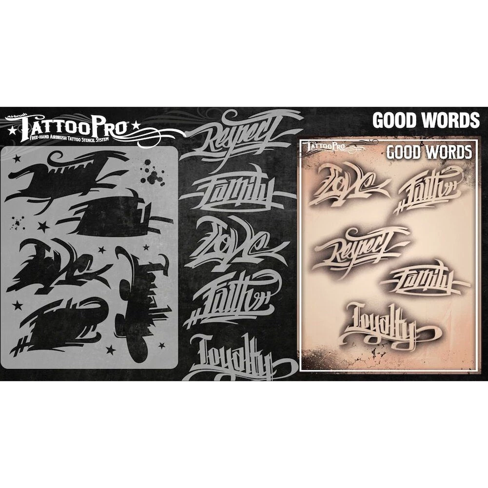 ProAiir Wiser's Good Words AirBrush Tattoo Pro Stencil 4 ProAiir Wiser's Good Words AirBrush Tattoo Pro Stencil