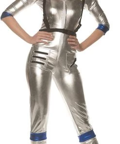 Dotsy's Entertainment Co. Orbit Sexy Outer Space Woman Costume Astronaut Silver Bodysuit Size SMall