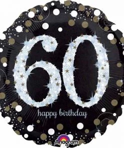 Dotsy's Entertainment Co. SPARKLING BIRTHDAY 60 HOLO 18" Round Foil Balloon