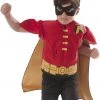 Dotsy's Entertainment Co. Rubies Costume Co Robin Muscle Chest Kids Halloween Costume Shirt With Cape And Mask