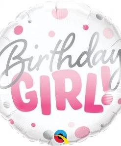 Qualatex Pioneer Balloon Co BIRTHDAY GIRL PINK DOTS 18" Foil Balloon