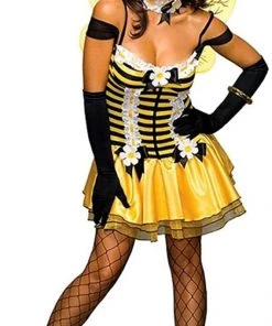 Dotsy's Entertainment Co. Secret Wishes Women's Adult Sassy Honey Bee Halloween Costume, Black/Yellow Women's Costumes
