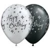 SKS Elegant Birthday - Black / Silver 11" Latex Balloon