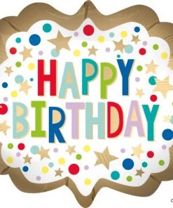 Anagram Balloons GOLD Happy Birthday Foil Balloon Jumbo 25"