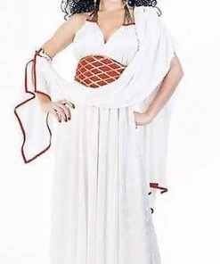 Dotsy's Entertainment Co. Paper Magic Hera Greek Roman Halloween Costume, White Toga, Adult Medium Women's Costumes