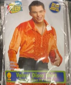 Dotsy's Entertainment Co. Men's Costumes Orange Ruffled Disco Shirt Adult Large