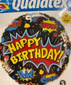 SKS Superhero 18” Happy Birthday Pow Super Wow Balloon