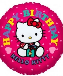 Dotsy's Entertainment Co. 18 Inch Round Foilballoon Happy Birthday Hello Kitty