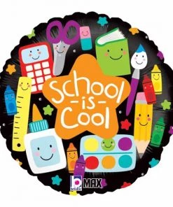 Graduation Betallic Balloons SCHOOL IS COOL 18" Round Foil Balloon