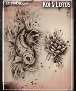 ProAiir Wiser's Tattoo Pro Stencils Wiser's Koi & Lotus Tattoo Pro Stencil