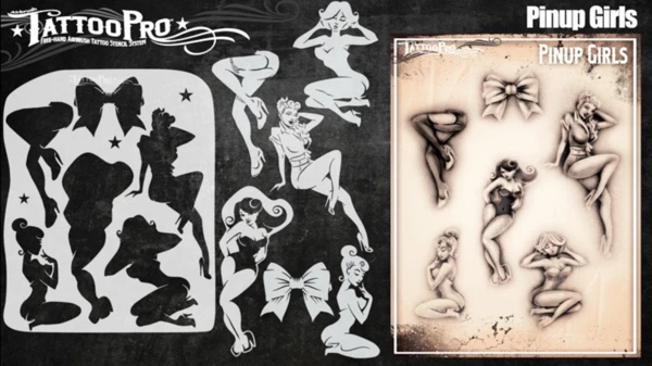 ProAiir Wiser's Pin Up Airbrush Tattoo Pro Stencil 4 ProAiir Wiser's Pin Up Airbrush Tattoo Pro Stencil