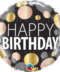 Qualatex BIRTHDAY BIG METALLIC DOTS 18" ROUND FOIL BALLOON