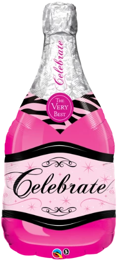 SKS Pink Bubbly Champagne Bottle Foil Balloon 36" 3 SKS Pink Bubbly Champagne Bottle Foil Balloon 36"