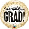 Qualatex Graduation Pioneer Balloon CONGRATULATIONS GRAD GOLD GLITTER DOTS 18" ROUND BALLOON
