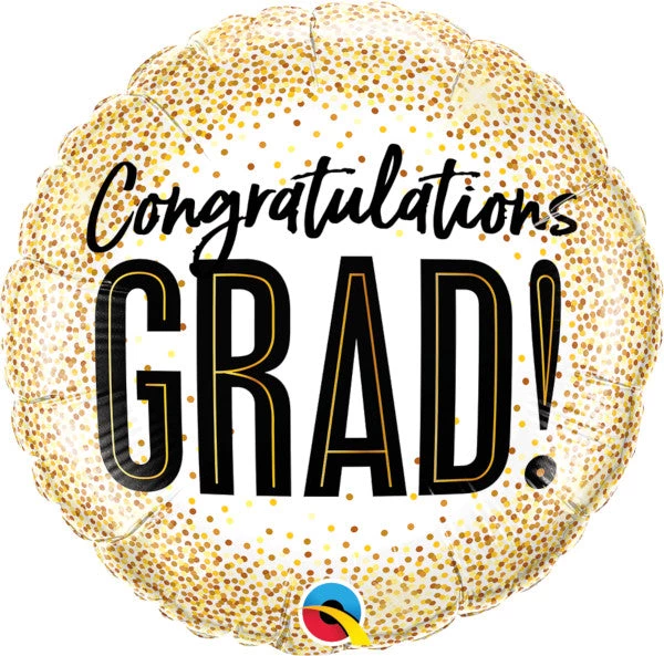 Qualatex Graduation Pioneer Balloon CONGRATULATIONS GRAD GOLD GLITTER DOTS 18" ROUND BALLOON 3 Qualatex Graduation Pioneer Balloon CONGRATULATIONS GRAD GOLD GLITTER DOTS 18" ROUND BALLOON